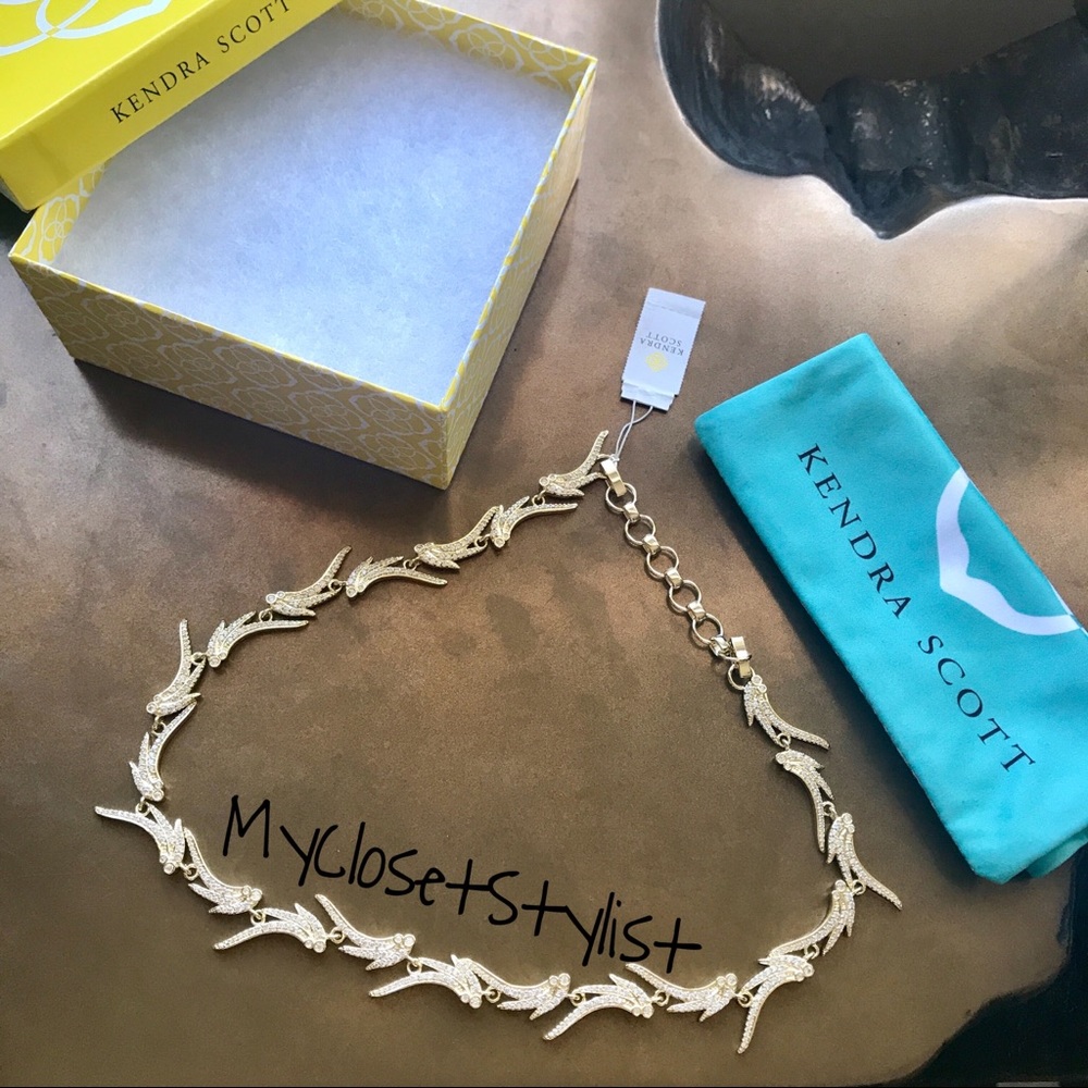 Kendra Scott 14K Gold Pave CZ Collar Necklace! NWT - Picture 2 of 7